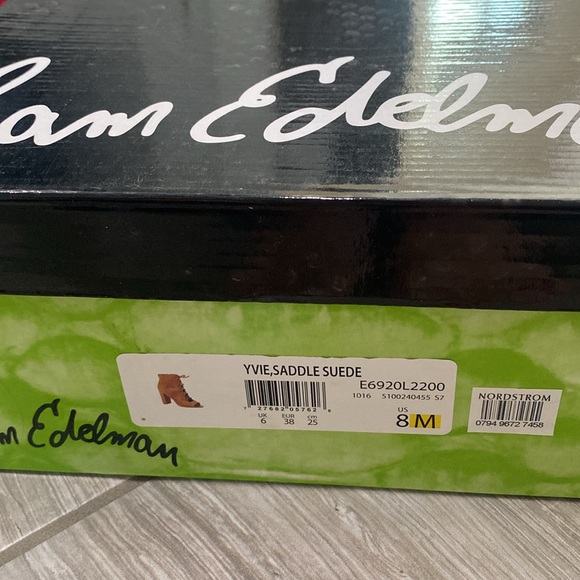 Sam Edelman Yvie lace up suede booties brown NIB - Picture 6 of 7